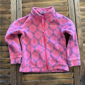 Columbia Kids Pink and Gray/Purple Patterned Fleece Zip-Up Jacket Size 4T